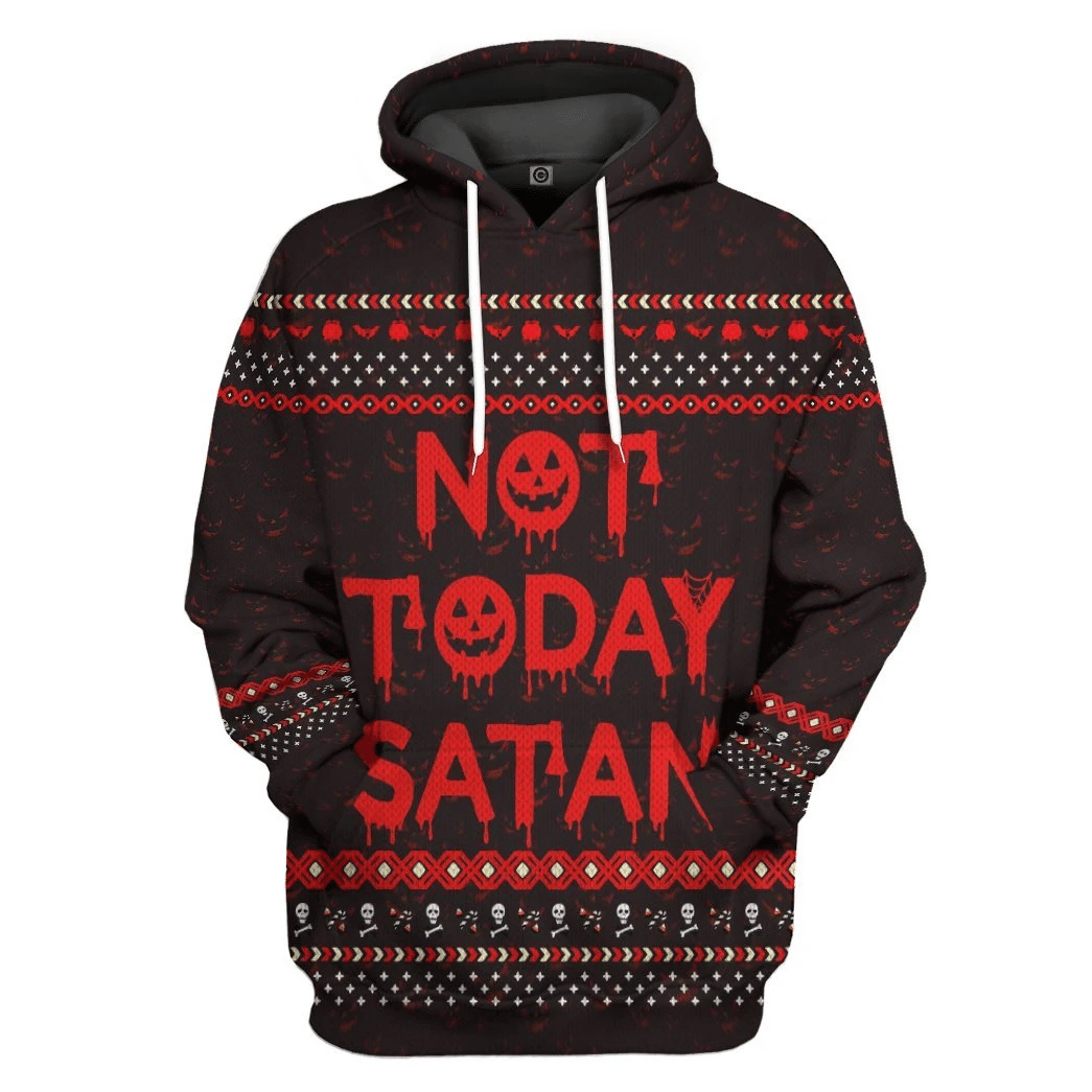 Gearhuman 3D Not Today Satan Ugly Custom Hoodie Apparel GN14092 3D Custom Fleece Hoodies Hoodie S