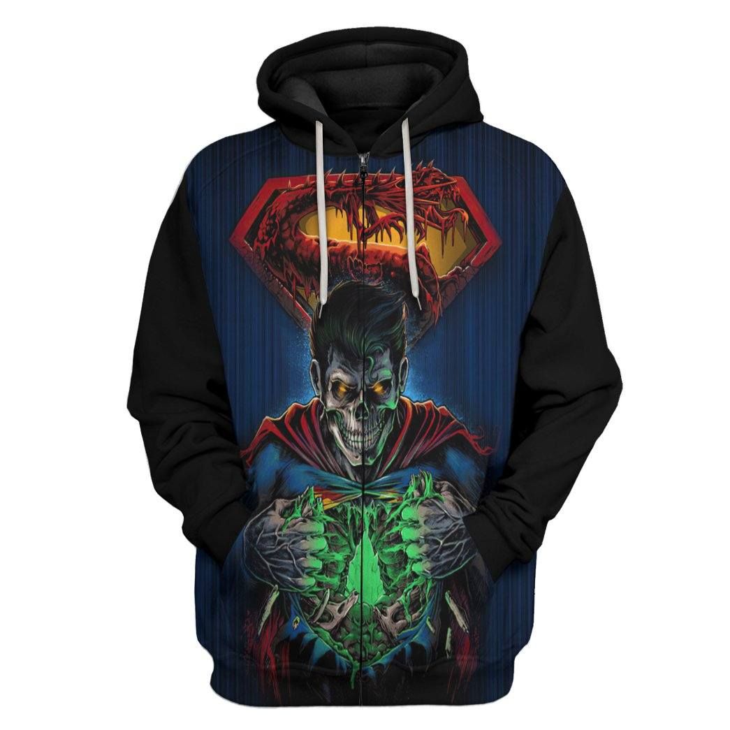 Gearhuman 3D Zombie Superman Custom Hoodie Apparel GW18092 3D Apparel Zip Hoodie S