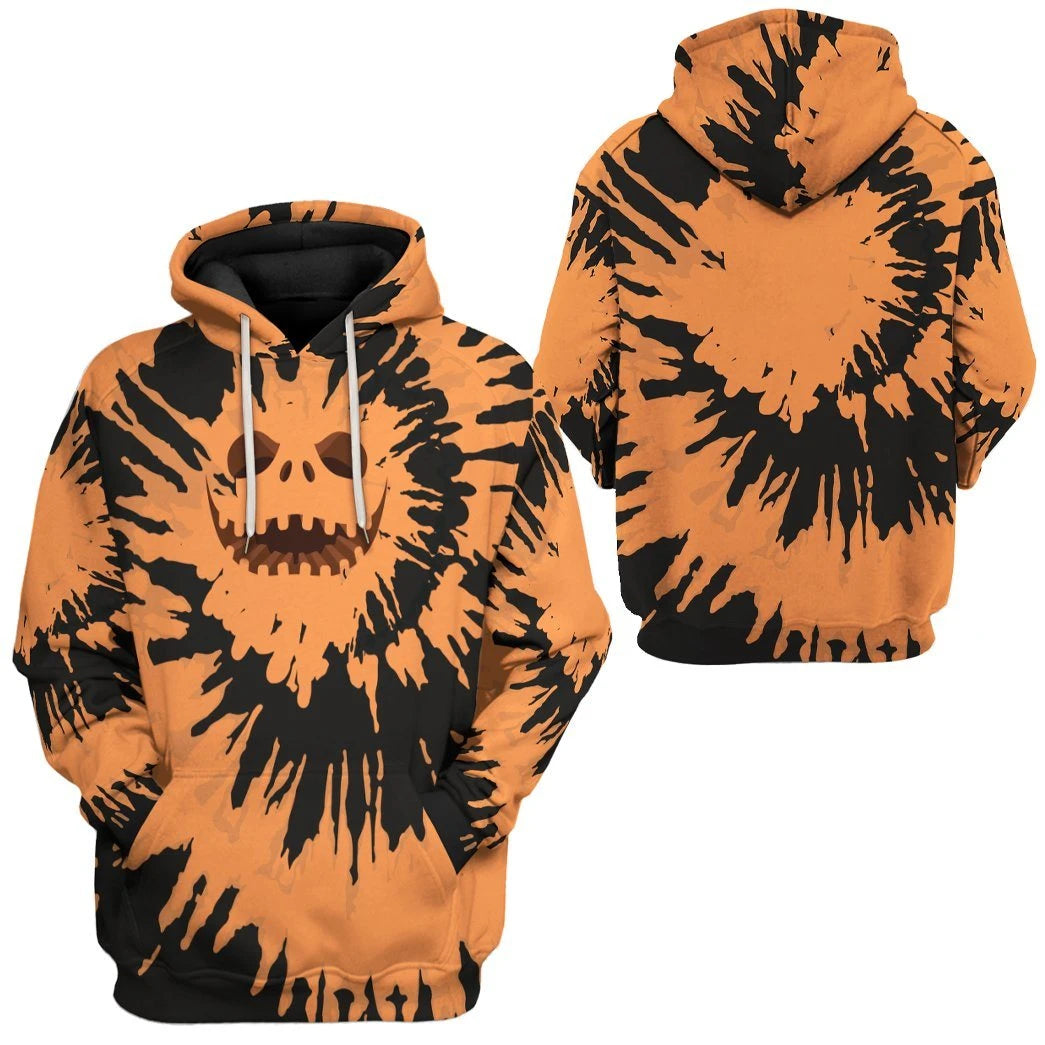 Gearhuman 3D Jack Skellington Tie Dye Custom Hoodie Apparel GW18093 3D Custom Fleece Hoodies