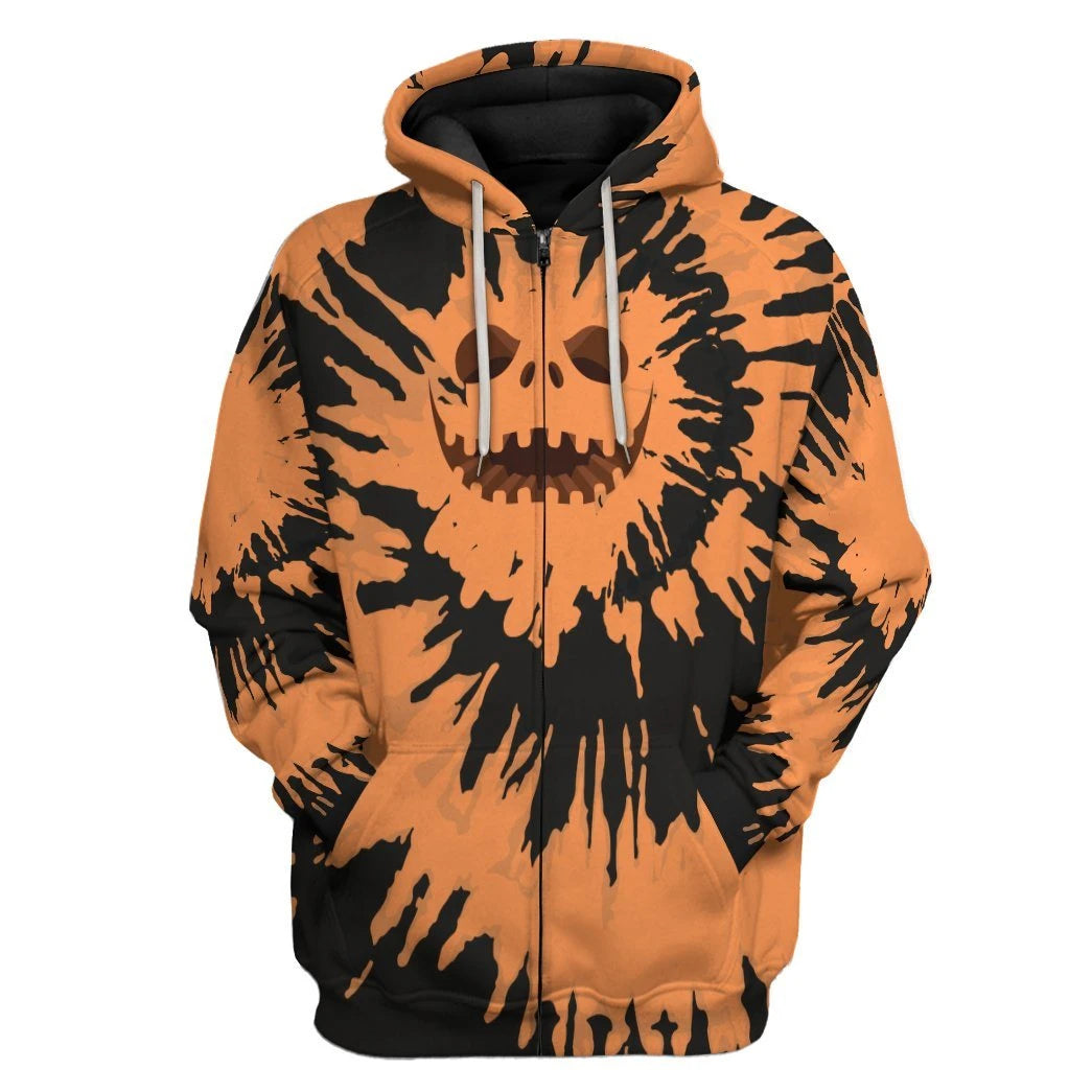 Gearhumans 3D Jack Skellington Tie Dye Custom Hoodie Apparel