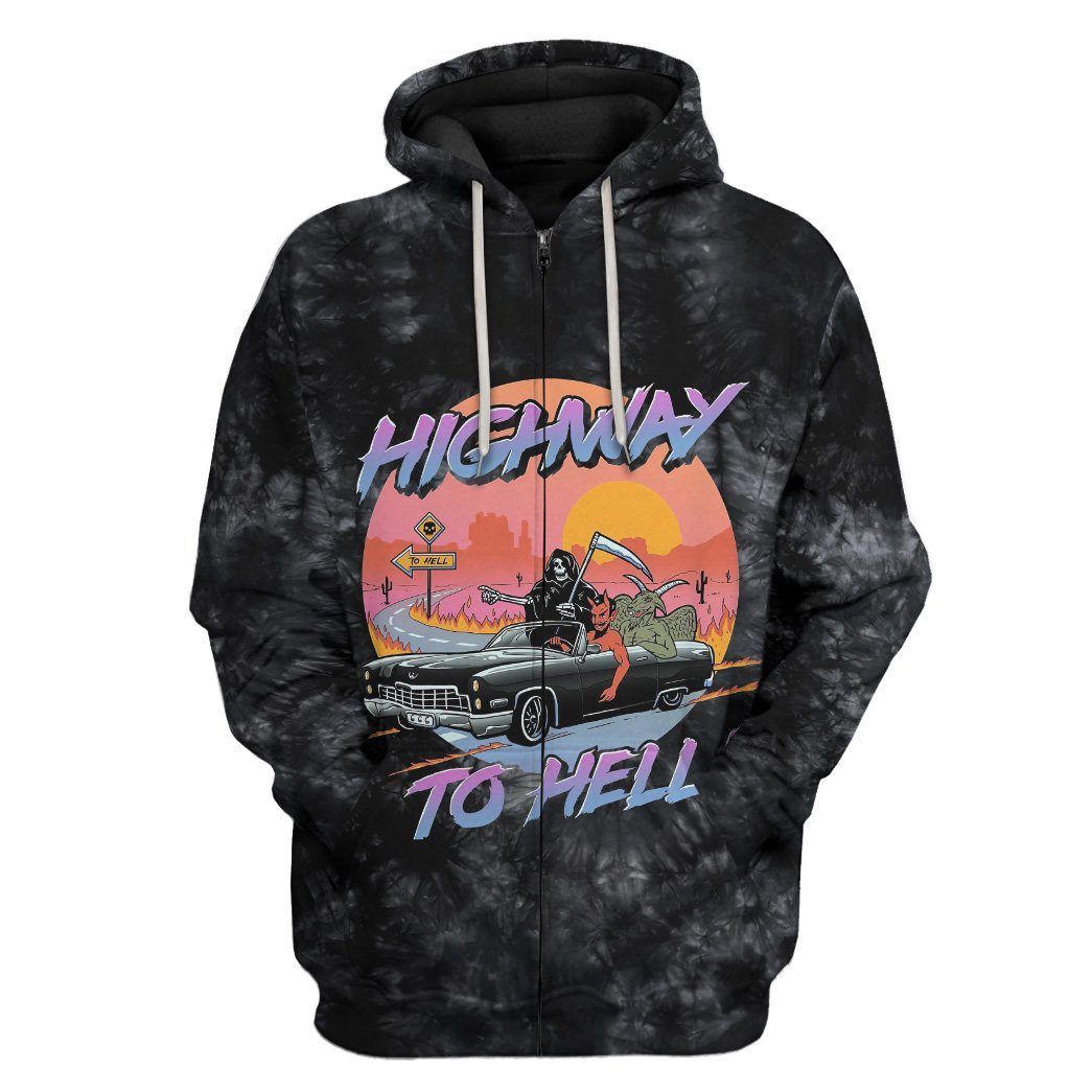 Gearhuman 3D Highway To Hell Custom Hoodie Apparel GW05103 3D Apparel Zip Hoodie S