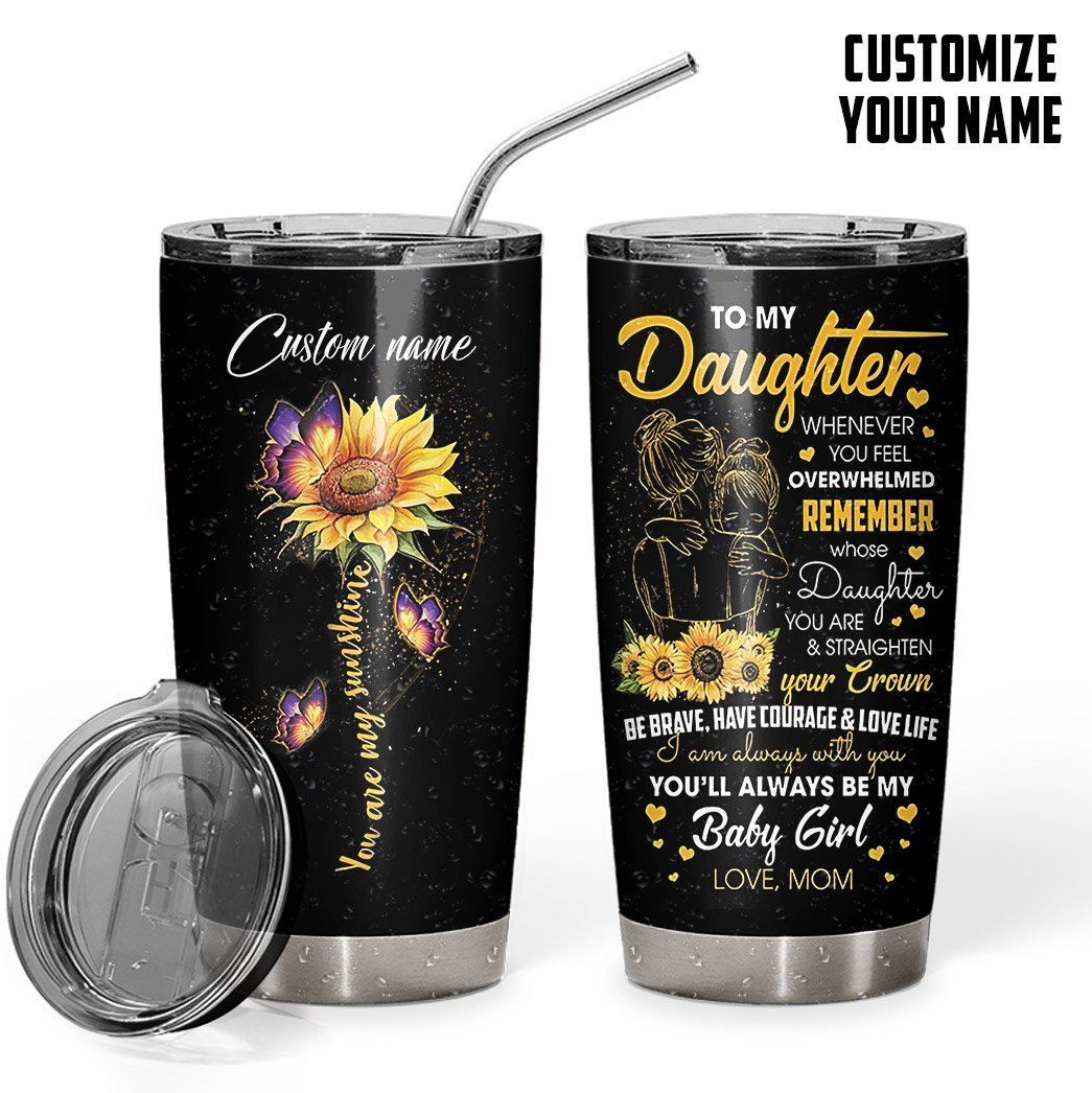 Gearhuman 3D Mom To Daughter Sunflower Custom Name Design Insulated Vacuum Tumbler GW121019 Tumbler