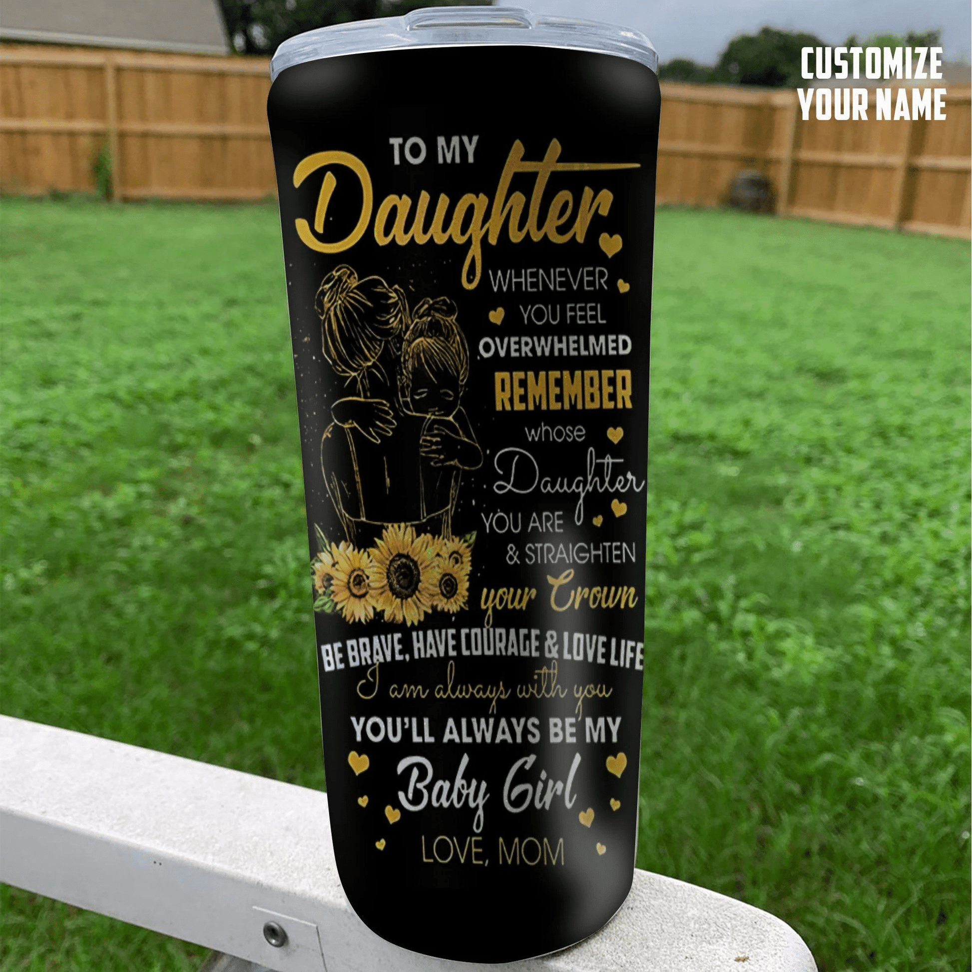 Gearhuman 3D Mom To Daughter Sunflower Custom Name Design Insulated Vacuum Tumbler GW121019 Tumbler