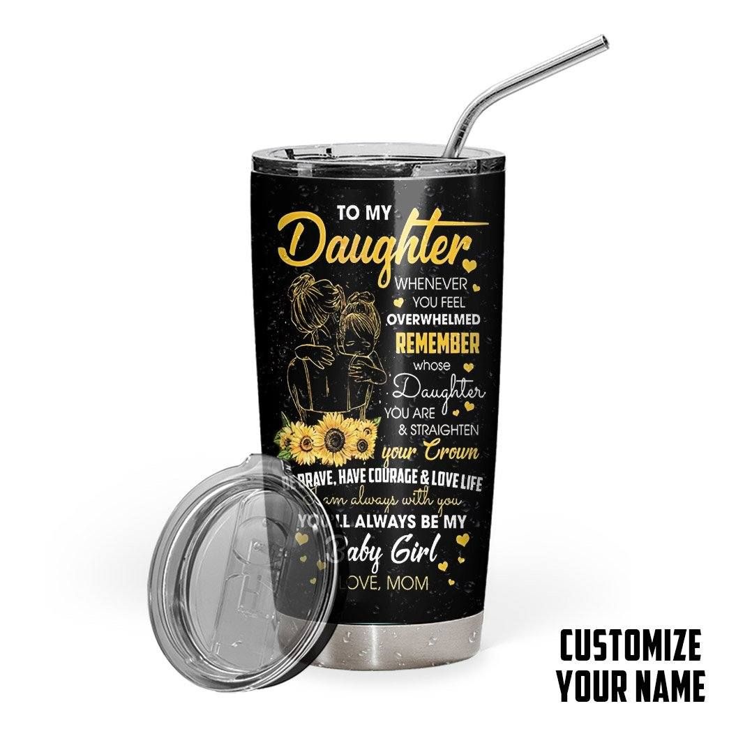 Gearhuman 3D Mom To Daughter Sunflower Custom Name Design Insulated Vacuum Tumbler GW121019 Tumbler Short 20oz