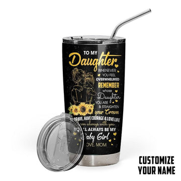 Gearhumans 3D Mom To Daughter Sunflower Custom Name Design Insulated Vacuum Tumbler