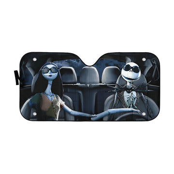 Gearhumans 3D Nightmare Before Christmas Jack And Sally Custom Car Auto Sunshade
