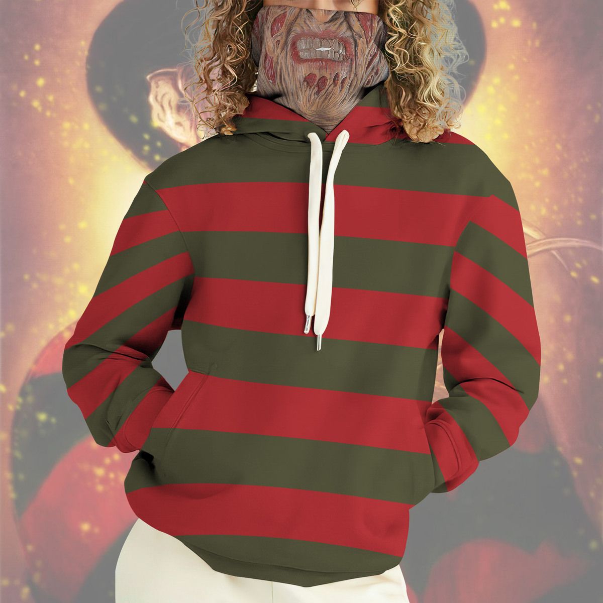 Gearhumans 3D Freddy Krueger Horror Halloween Custom Bandana Mask Hood