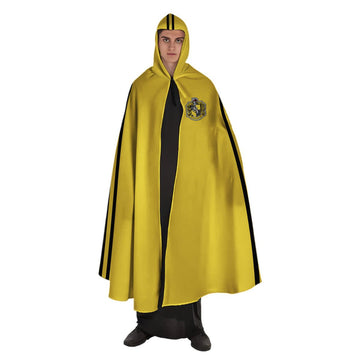 Gearhumans 3D Hufflepuff Quidditch Robe Custom Name Custom Number Hooded Cloak