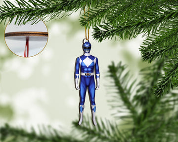 Gearhumans 3D Mighty Morphin Blue Power Rangers Custom Christmas Ornament