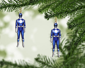 Gearhumans 3D Mighty Morphin Blue Power Rangers Custom Christmas Ornament