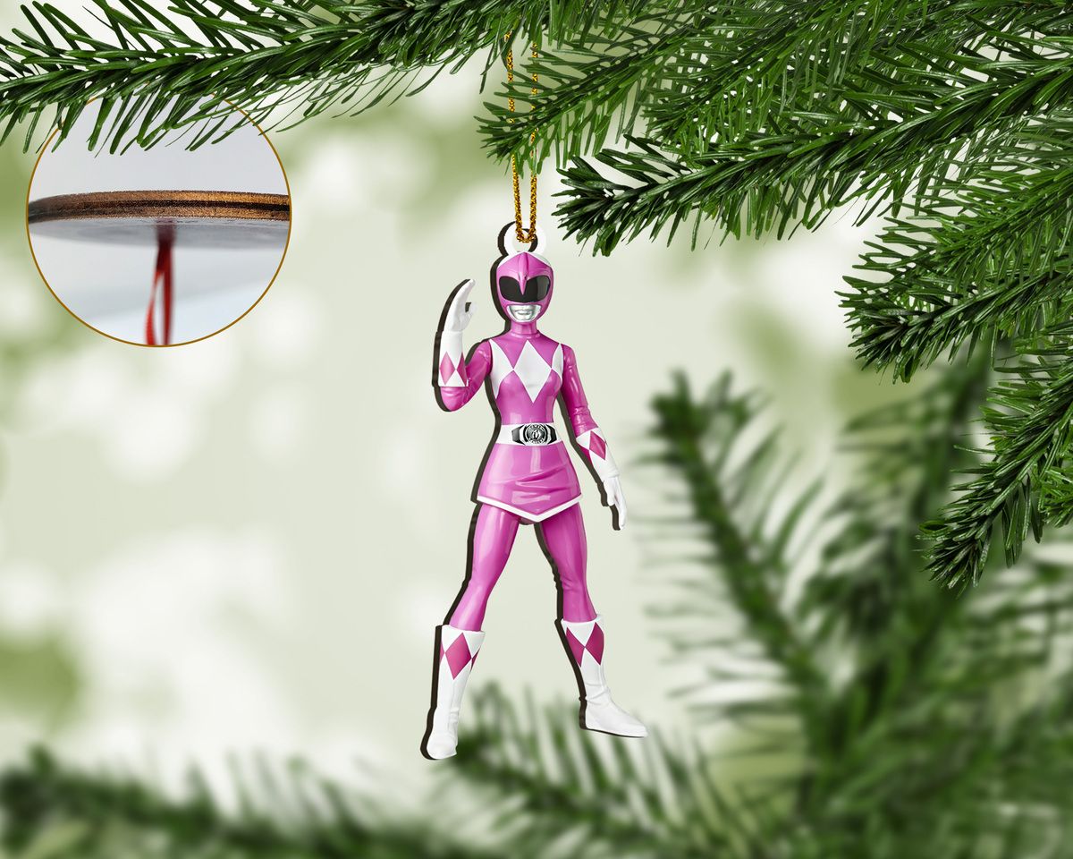 Gearhumans 3D Mighty Morphin Pink Power Rangers Custom Christmas Ornament