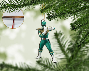 Gearhumans 3D Mighty Morphin Green Power Rangers Custom Christmas Ornament