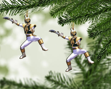Gearhumans 3D Mighty Morphin White Power Rangers Custom Christmas Ornament