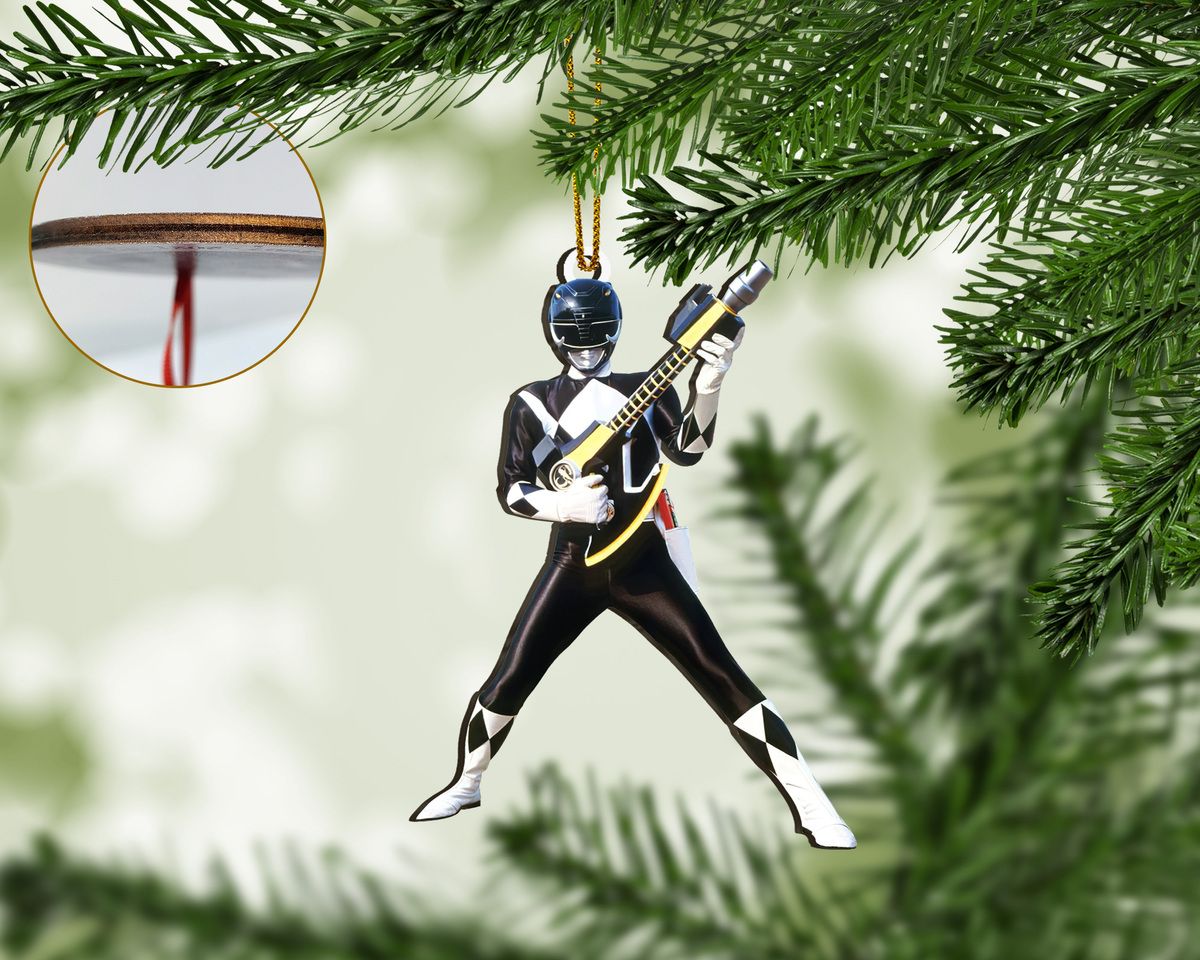 Gearhumans 3D Mighty Morphin Black Power Rangers Custom Christmas Ornament