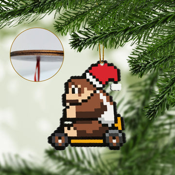 Gearhumans 3D Merry Christmas Donkey Kong 8 bit Go Go Custom Ornaments
