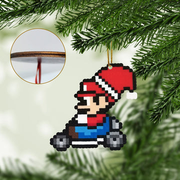 Gearhumans 3D Merry Christmas Mario 8 bit Go Go Custom Ornaments