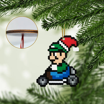 Gearhumans 3D Merry Christmas Luigi 8 bit Go Go Custom Ornaments
