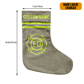 Gearhumans 3D Christmas Firefighter Gray Custom Name Christmas Socks