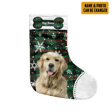 Gearhumans 3D Christmas Dog Custom Photo Custom Name Christmas Socks