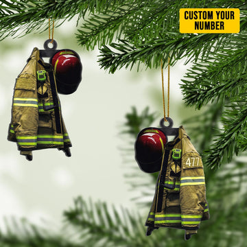 Gearhumans 3D Firefighter Uniform Custom Number Ornament