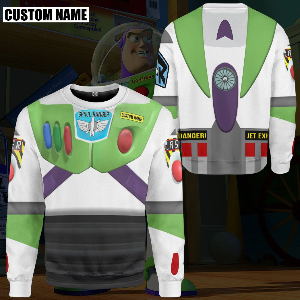 Gearhumans 3D Toy Story Buzz Lightyear Space Ranger Cosplay Custom Name Tshirt Hoodie Apparel Zip Hoodie / 5XL Fleece Hoodie, Custom Hoodie