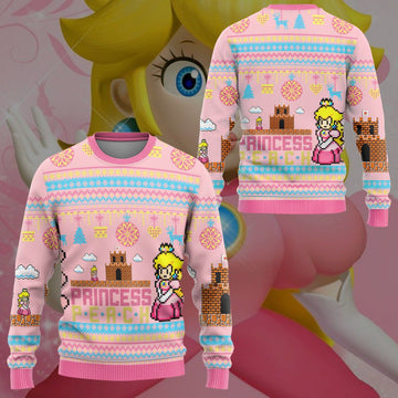 Gearhumans 3D Super Mario Princess Peach Custom Ugly Sweater