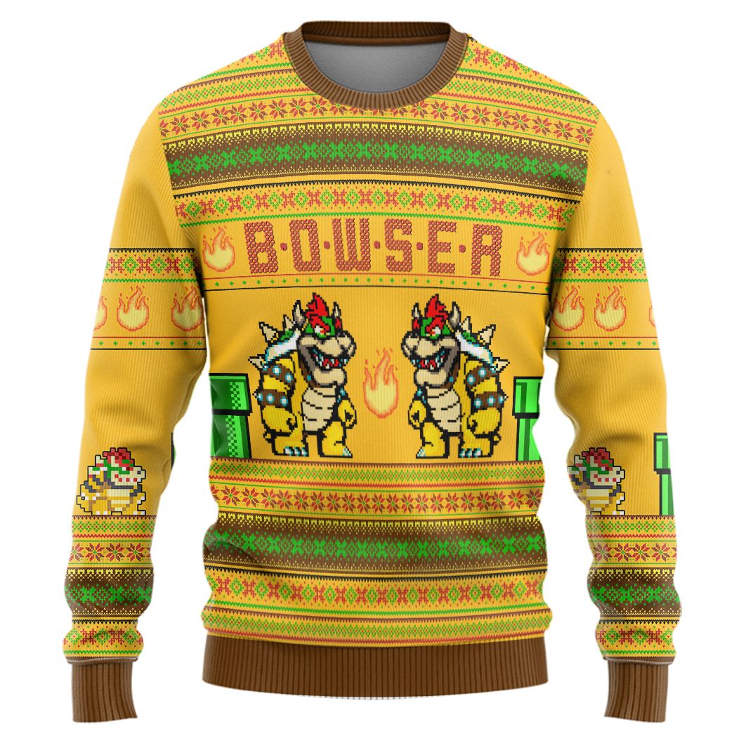 Gearhumans 3D Super Mario Bowser Custom Ugly Sweater
