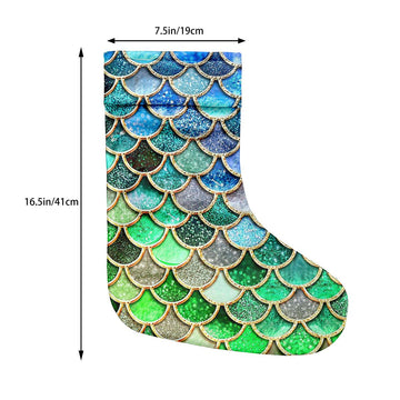 Gearhumans 3D THE MOST GREEN AND BLUE SPARKLE MERMAID TAIL IN THE OCEAN CUSTOM CHRISTMAS STOCKING