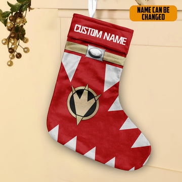 Gearhumans 3D Power Ranger Dino Thunder Red Custom Name Christmas Socks