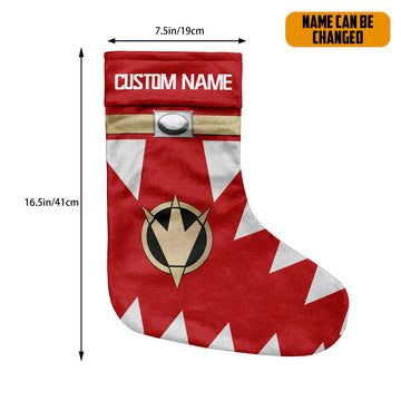 Gearhumans 3D Power Ranger Dino Thunder Red Custom Name Christmas Socks