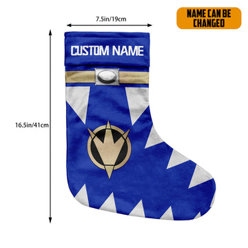 Gearhumans 3D Power Ranger Dino Thunder Blue Custom Name Christmas Socks