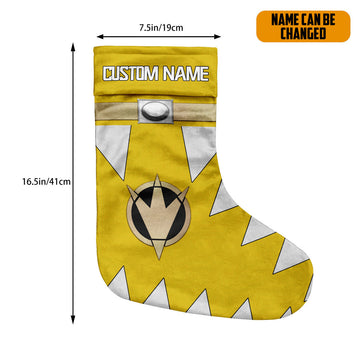 Gearhumans 3D Power Ranger Dino Thunder Yellow Custom Name Christmas Socks