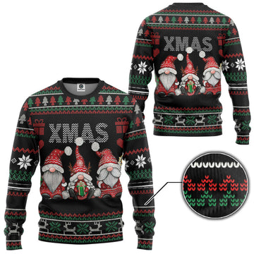 Gearhumans 3D Gnomes Christmas Pattern Custom Ugly Sweater