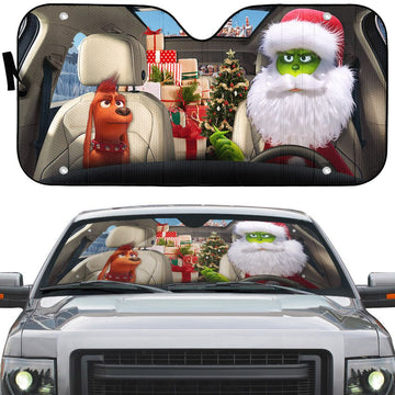 Gearhumans 3D Max The Dog And Green Grin Ver Santa Custom Car Auto Sunshade