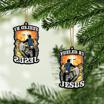 Gearhumans 3D Biker Fueled By Jesus Custom Ornaments