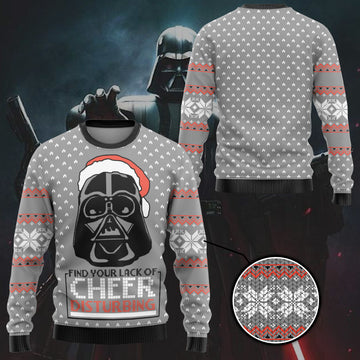 Gearhumans 3D Star Wars Darth Vader Knitted Christmas Gift Custom Ugly Sweater