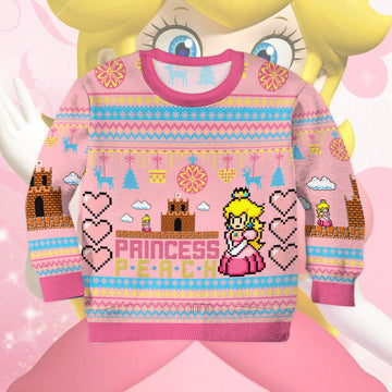Gearhumans 3D Super Mario Princess Peach Custom Kid Ugly Sweater