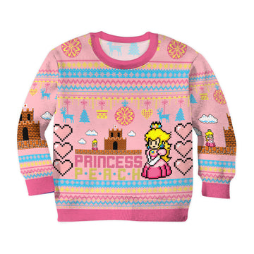 Gearhumans 3D Super Mario Princess Peach Custom Kid Ugly Sweater