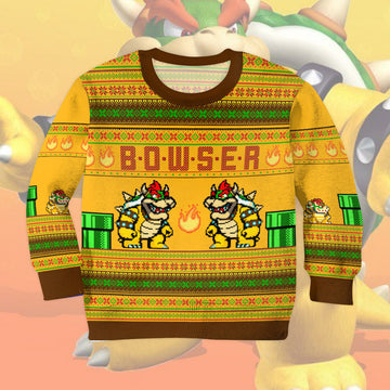 Gearhumans 3D Super Mario Bowser Custom Kid Ugly Sweater