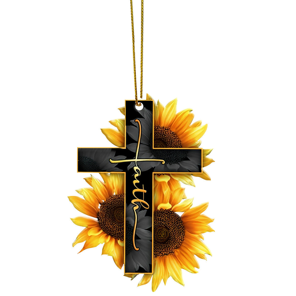 Gearhumans 3D Faith Sunflower Jesus Custom Ornament