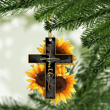 Gearhumans 3D Faith Sunflower Jesus Custom Ornament
