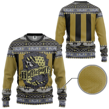 Gearhumans 3D H.P Hufflepuff Ugly Christmas Ver 3 Custom Ugly Sweater