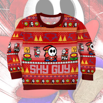 Gearhumans 3D Super Mario Shy Guy Custom Kid Ugly Sweater