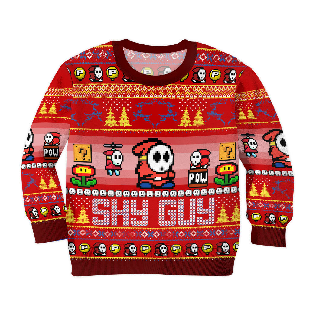 Gearhumans 3D Super Mario Shy Guy Custom Kid Ugly Sweater