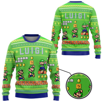 Gearhumans 3D Super Mario Luigi Custom Ugly Sweater