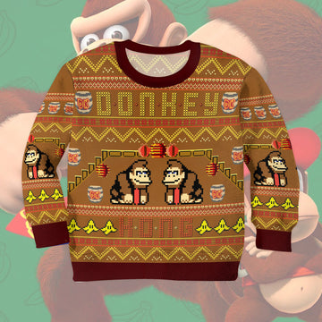 Gearhumans 3D Super Mario Donkey Kong Custom Kid Ugly Sweater