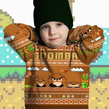 Gearhumans 3D Super Mario Goomba Custom Kid Ugly Sweater