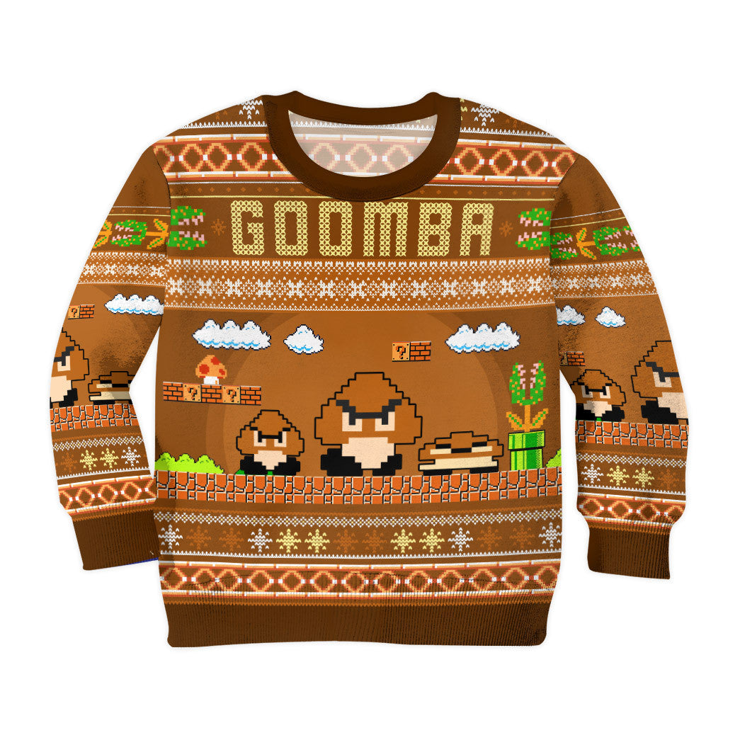 Gearhumans 3D Super Mario Goomba Custom Kid Ugly Sweater