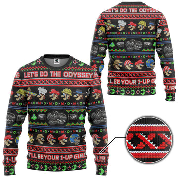 Gearhumans 3D Mario Ugly Christmas Custom Ugly Sweater