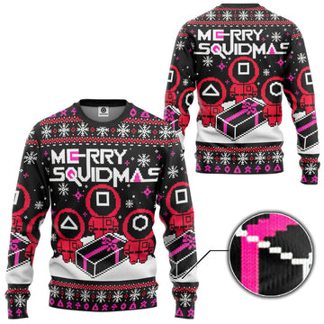 Gearhumans 3D Merry Squidmas Squid Game Ugly Christmas Custom Ugly Sweater